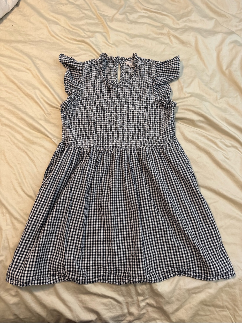 Time and Tru' Black & White Gingham Smocked Dress